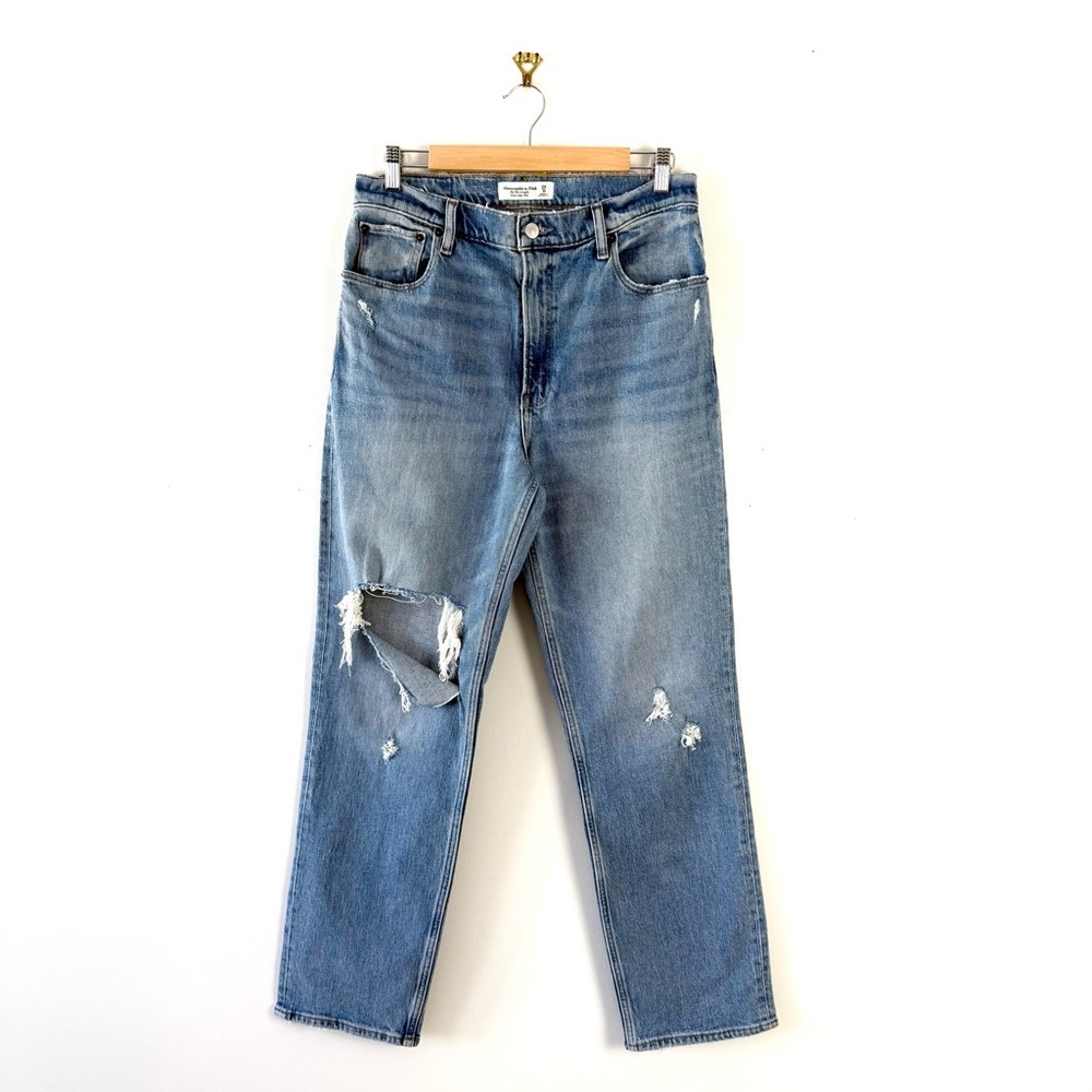 Abercrombie & Fitch High-Rise Distressed Blue Jeans